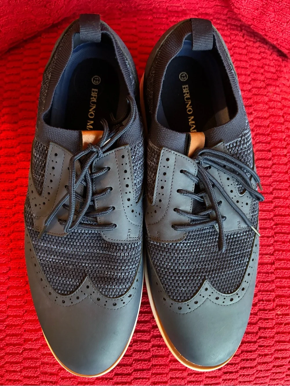 Men's Navy Wingtip Bruno Marc Derby Sneakers - Lightweight Lace-Up Comfort